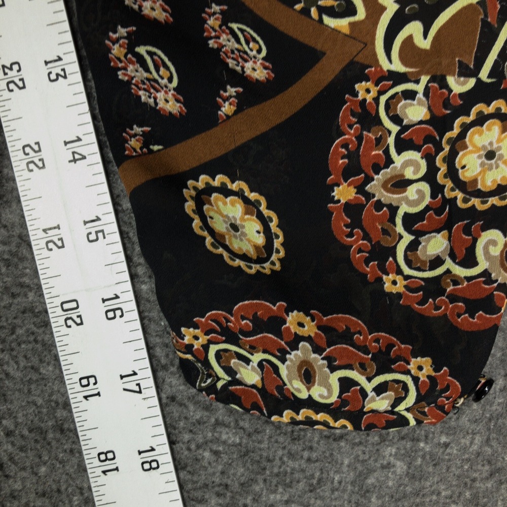 Y2K White Stag Sheer Brown Black Paisley Button Up Blouse Women's Size Medium - Picture 10 of 15